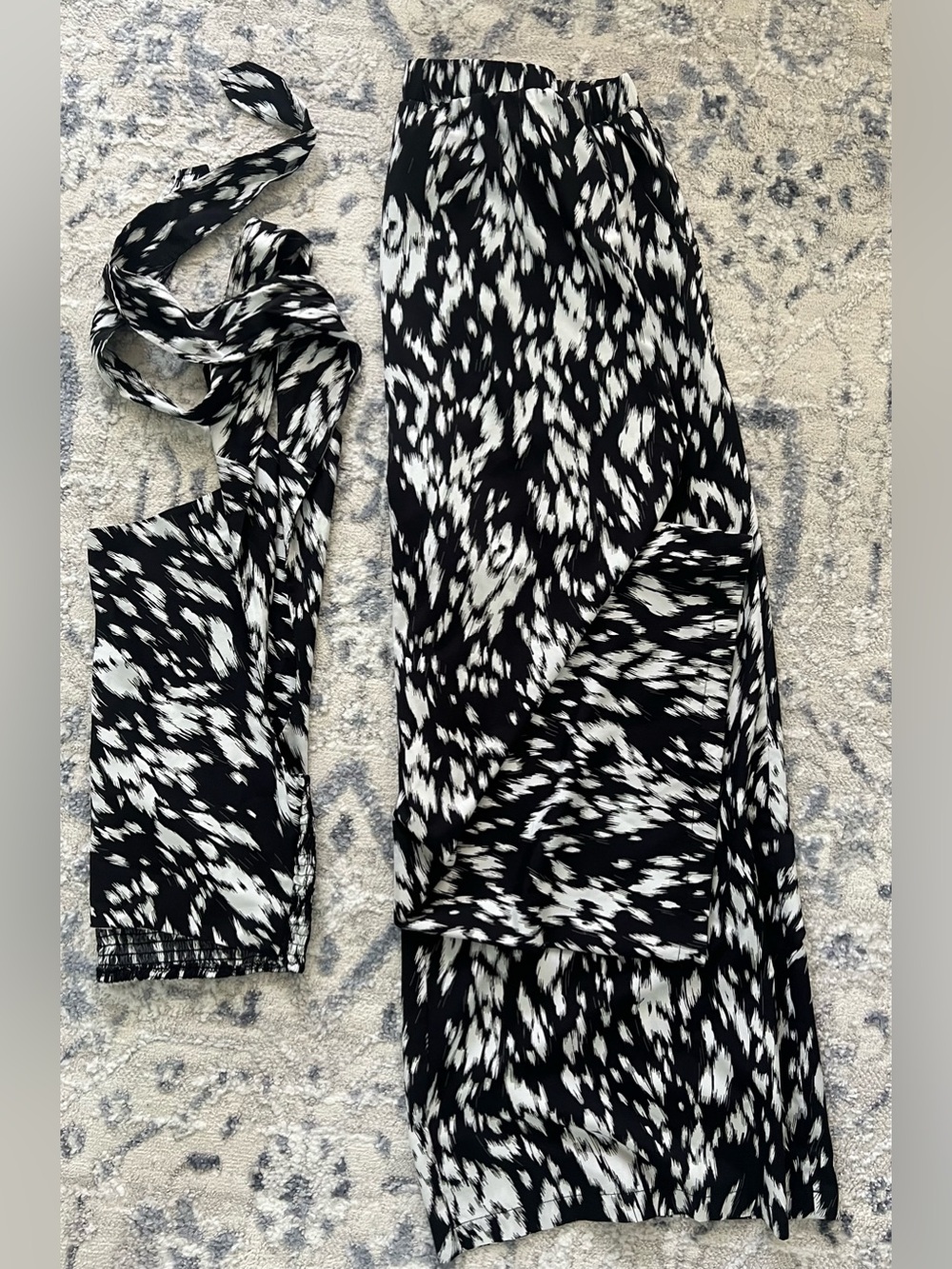 Black and White Printed Palazzo Pants and Blouse